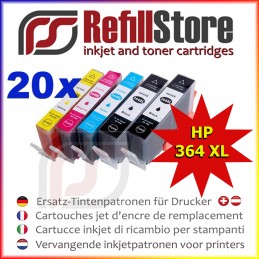 20 cartucce XL (8 nere + 12 colore) compatibili HP n° 364 XL